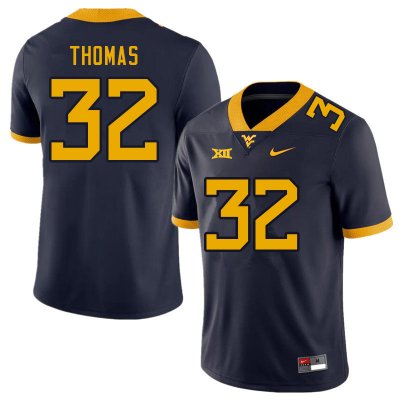 Men's West Virginia Mountaineers NCAA #32 James Thomas Navy Authentic Nike Stitched College Football Jersey OS15G03BP